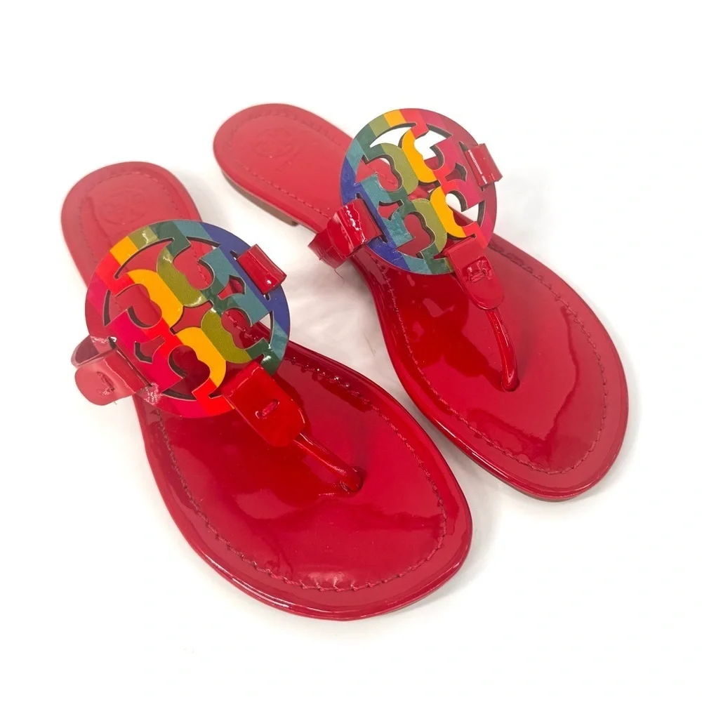Tory Burch Miller Red Ruby Rainbow Sandals Limited Edition